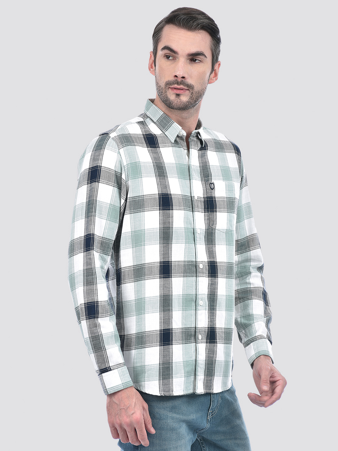 Numero Uno Men Checkered Green Shirt
